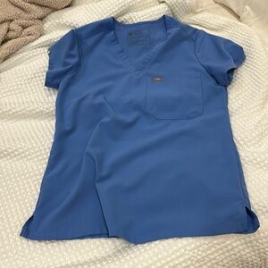 Blue one pocket figs scrub top